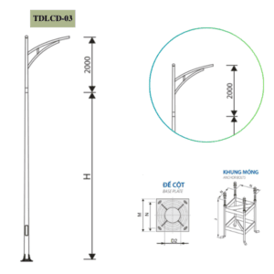 Cột Đèn rời cần đơn 5m 6m 7m 8m 9m 10m 11m TDLCD-03