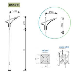 Cột Đèn rời cần đơn 5m 6m 7m 8m 9m 10m 11m TDLCD-04