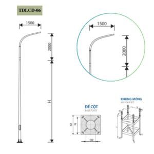 Cột Đèn rời cần đơn 5m 6m 7m 8m 9m 10m 11m TDLCD-06