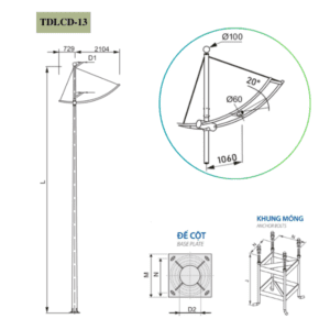 Cột Đèn rời cần đơn 5m 6m 7m 8m 9m 10m 11m TDLCD-13