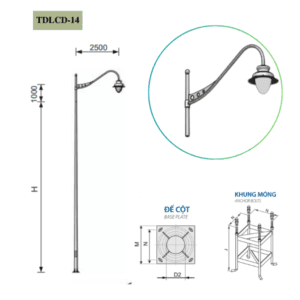 Cột Đèn rời cần đơn 5m 6m 7m 8m 9m 10m 11m TDLCD-14